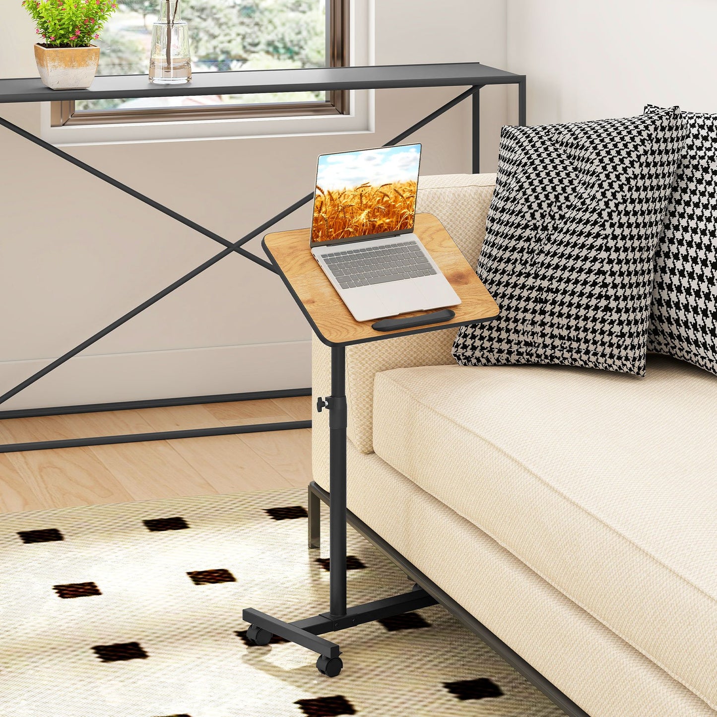 Overbed Rolling Table Food Tray-Gray