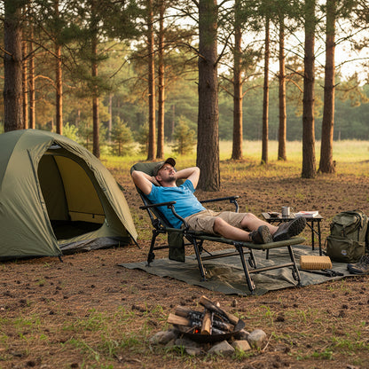 Oversized Foldable Fishing Chair with Detachable Footrest-Green