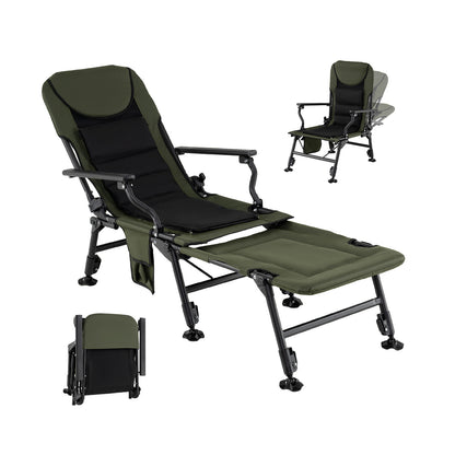 Oversized Foldable Fishing Chair with Detachable Footrest-Green