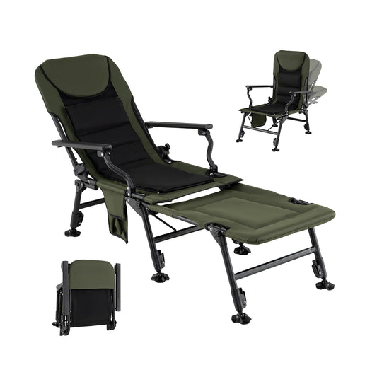 Oversized Foldable Fishing Chair with Detachable Footrest-Green