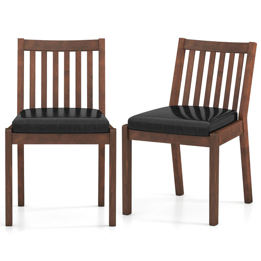 PU Leather Upholstered Dining Chair with Padded Seat Set of 2-Espresso