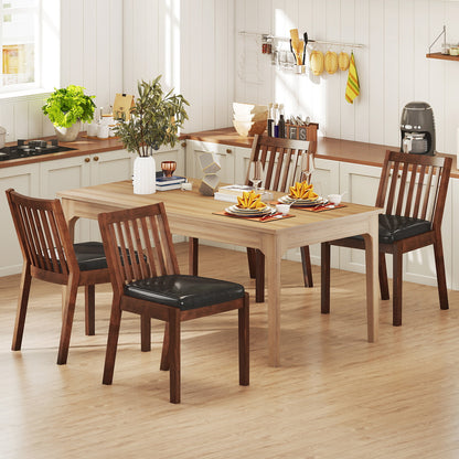 PU Leather Upholstered Dining Chair with Padded Seat Set of 4-Espresso