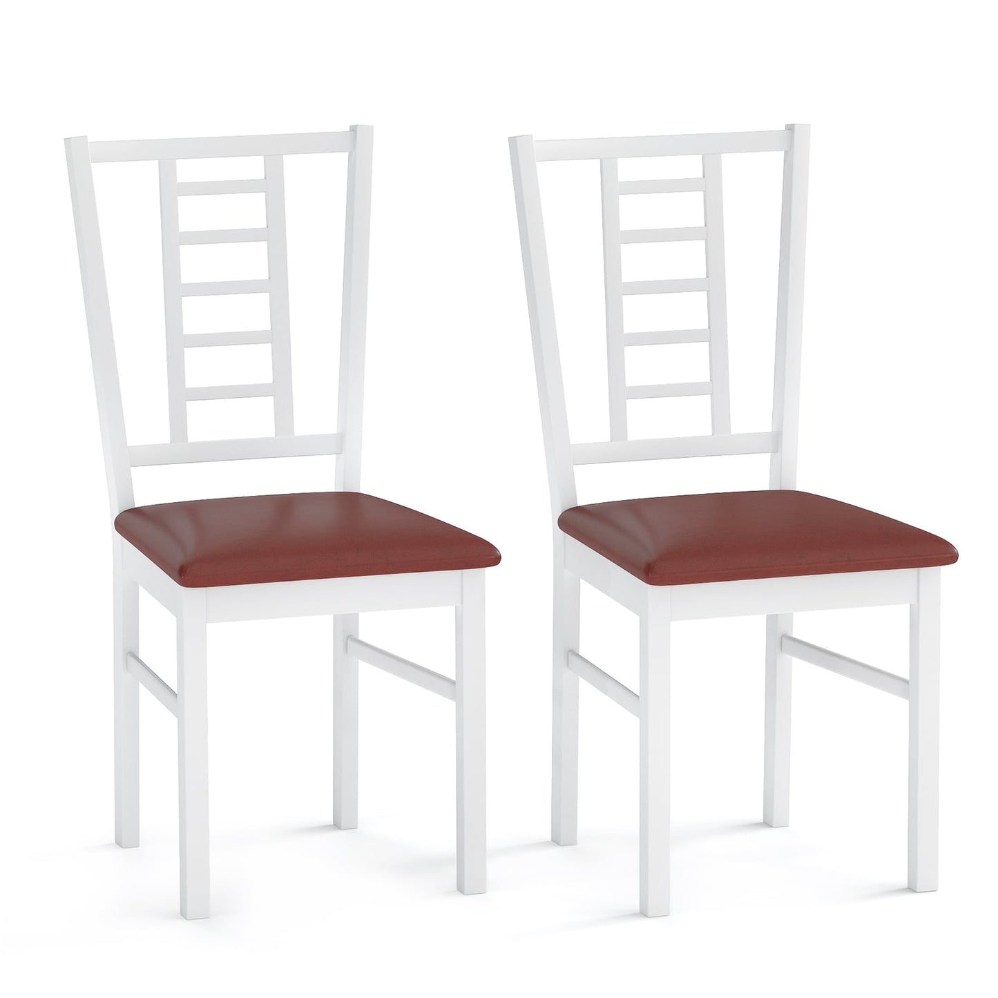 PU Leather Upholstered Wood Dining Chairs Set of 2-Walnut