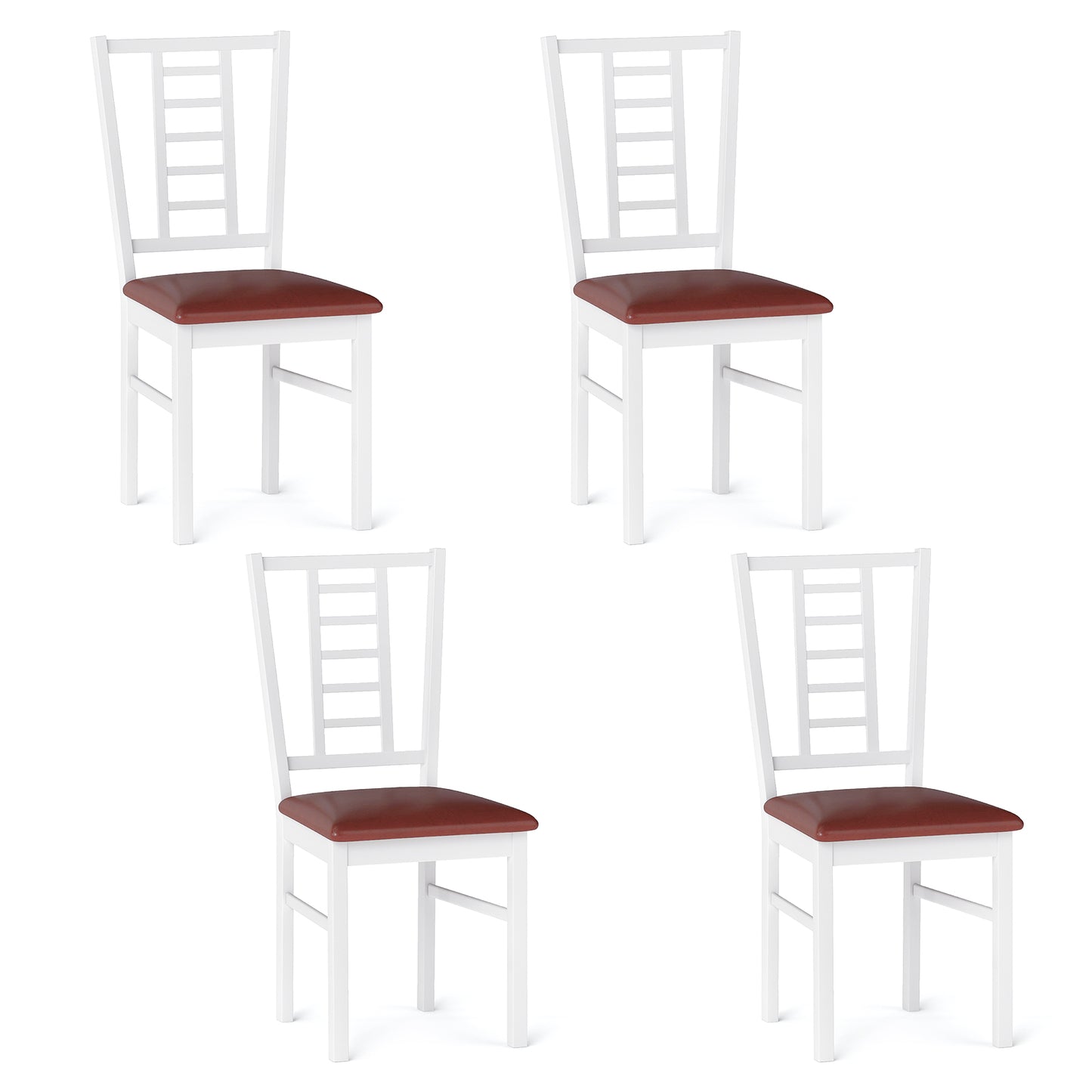 PU Leather Upholstered Wood Dining Chairs Set of 4-Walnut