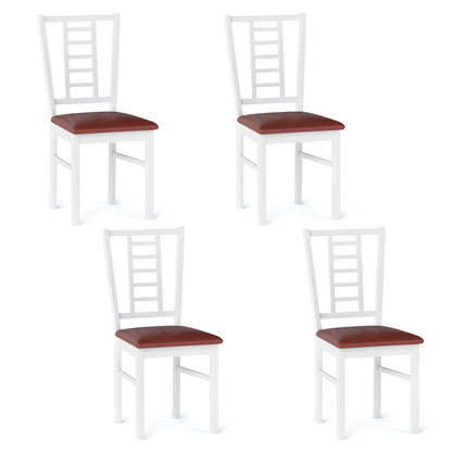 PU Leather Upholstered Wood Dining Chairs Set of 4-Walnut
