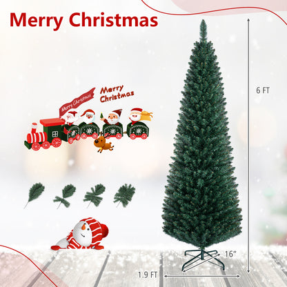 PVC Artificial Slim Pencil Christmas Tree-6 Feet