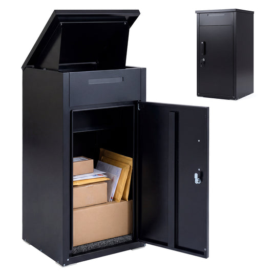 Package Delivery Box with Anti-Theft Board and Lockable Door-Black