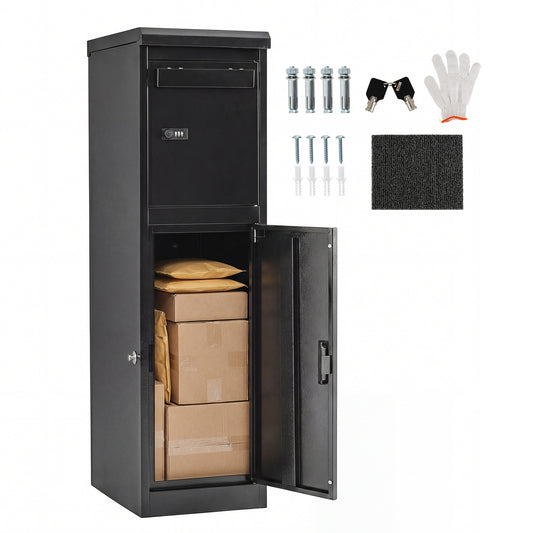 Package Delivery Box for Outside with Lockable Doors Coded Lock-Black