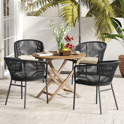 Patio Chairs Set of 4 with Seat Cushion and Curved Backrest for Patio-Black