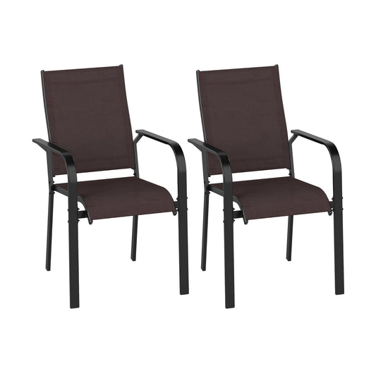 Patio Dining Chairs Set of 2/4/6 Stackable Outdoor Armchairs-Set of 2