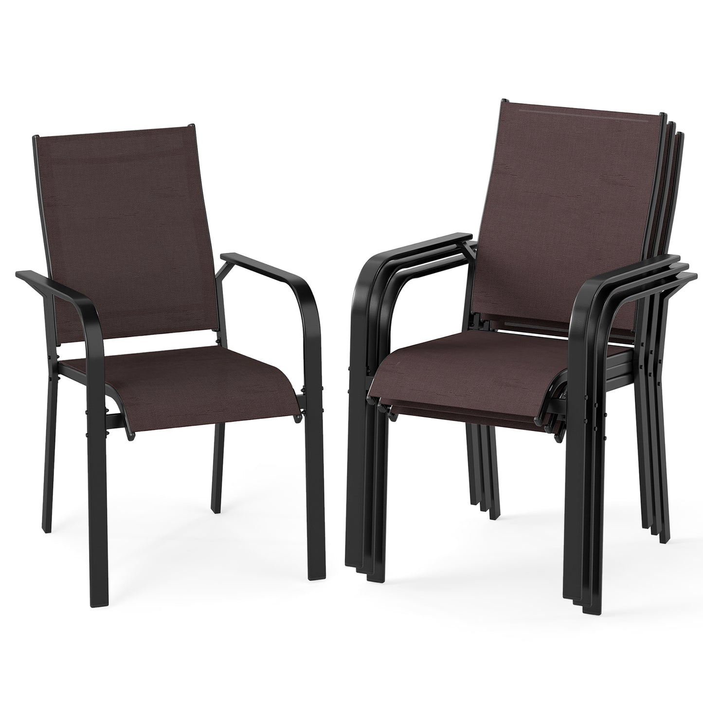 Patio Dining Chairs Set of 2/4/6 Stackable Outdoor Armchairs-Set of 4