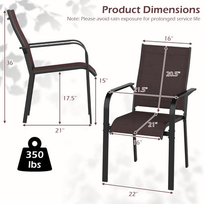 Patio Dining Chairs Set of 2/4/6 Stackable Outdoor Armchairs-Set of 4