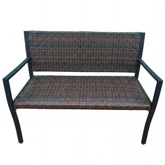 Patio Sun-Proof Rattan Loveseat with Soft Sponge Seat-Brown