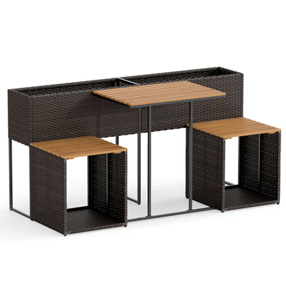 Planter Table and Chairs Set with Bottom Storage Shelf-Brown