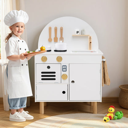 Play Kitchen for Kids Wooden Kitchen Playset with Stoves Faucet Sink Microwave and Oven-Green