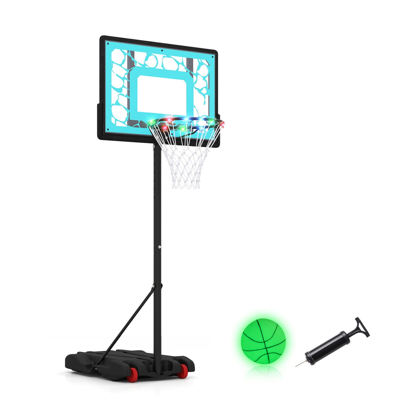 Wilson's Pool Basketball Hoop with LED lighting for driveway or poolside use, ideal for night training and water sports.