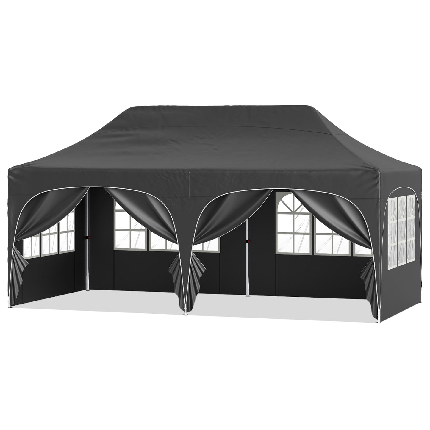 Pop Up Canopy Tent with 6 Removable Sidewalls for Patio-Black