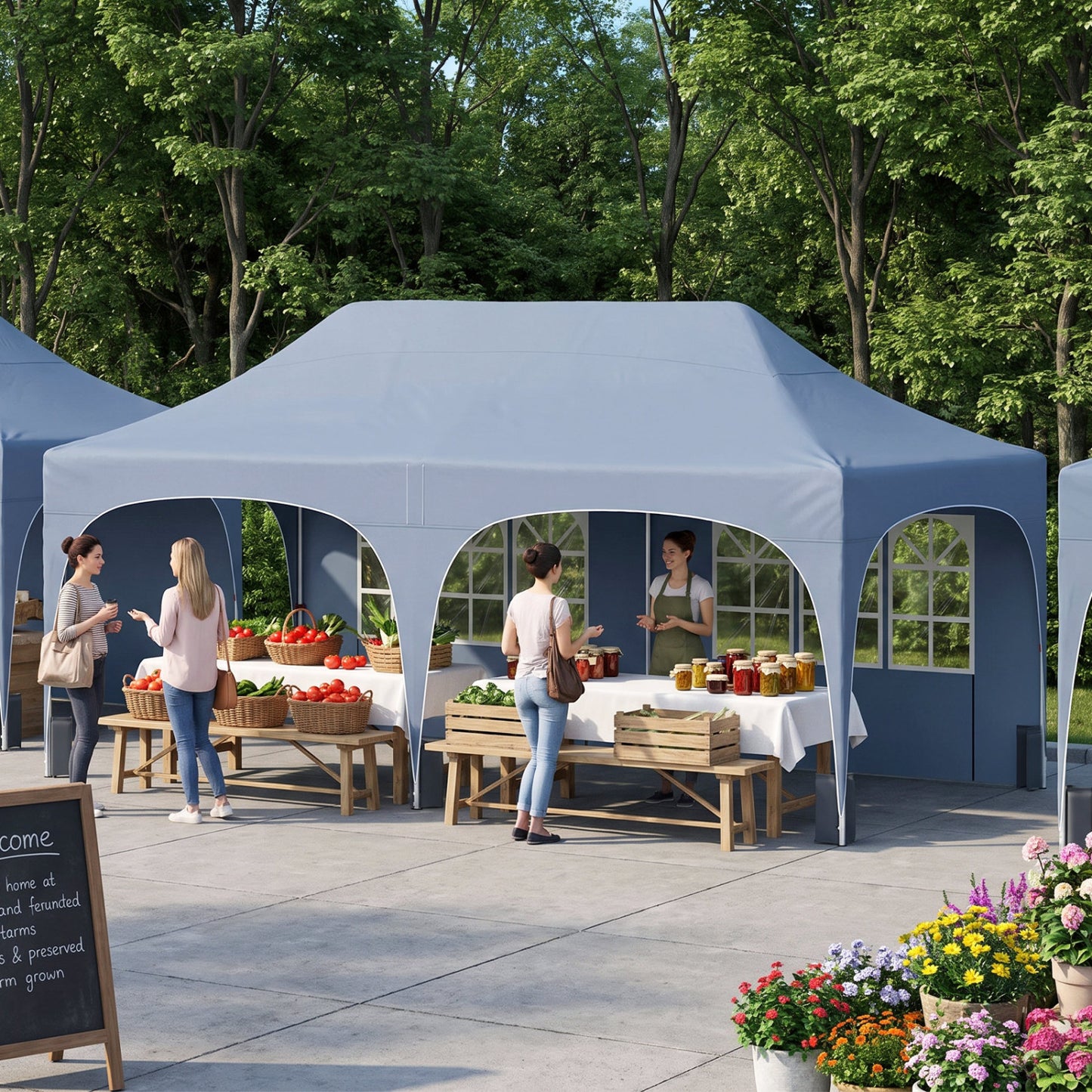 Pop Up Canopy Tent with 6 Removable Sidewalls for Patio-Black
