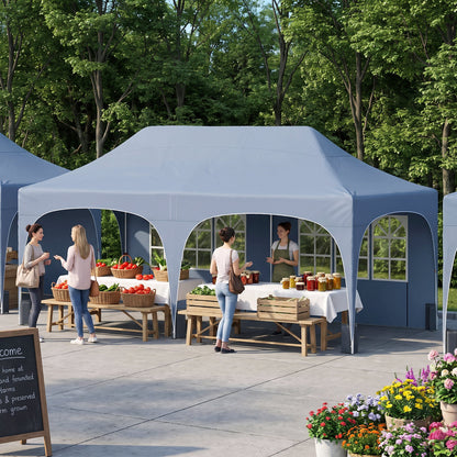 Pop Up Canopy Tent with 6 Removable Sidewalls for Patio-Black