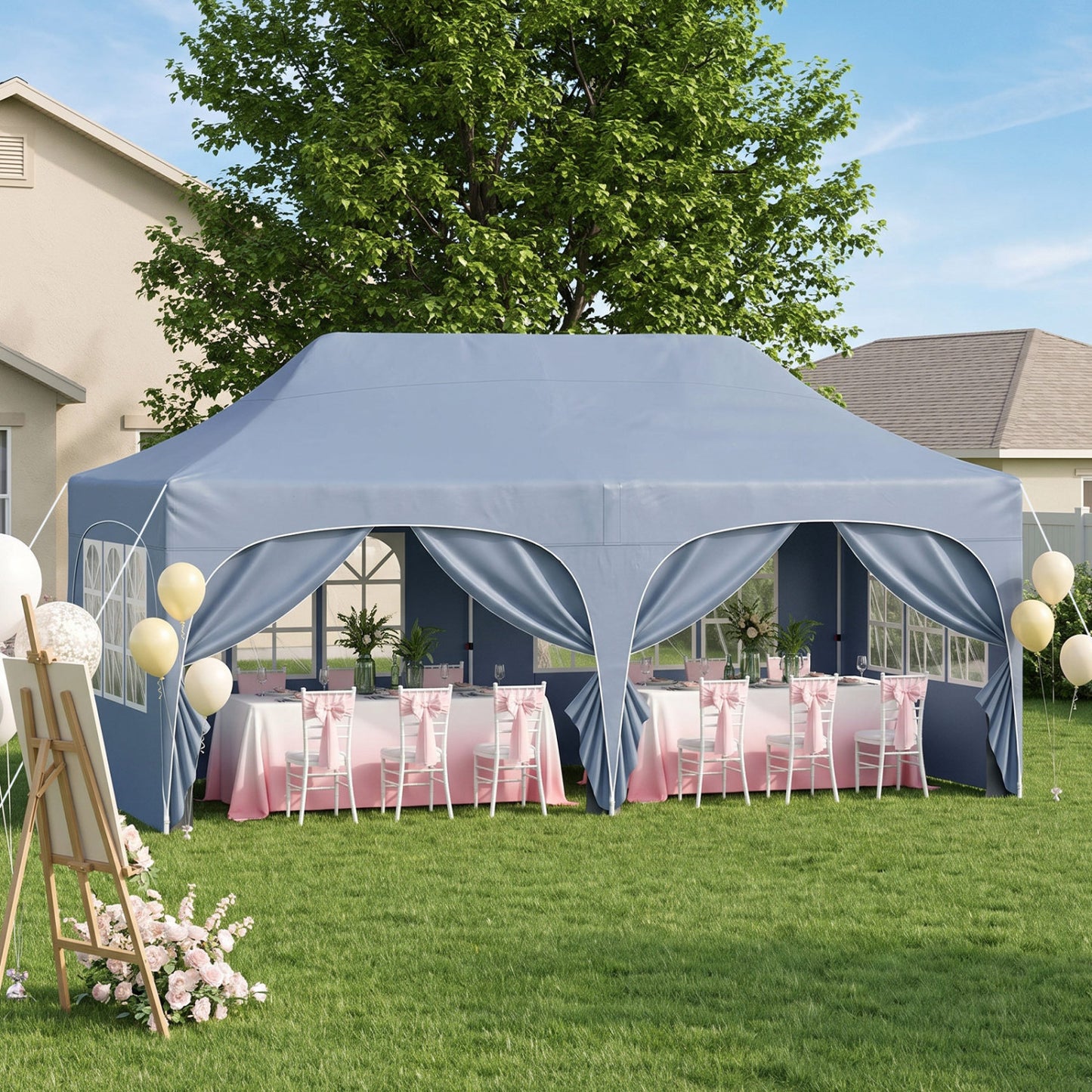 Pop Up Canopy Tent with 6 Removable Sidewalls for Patio-Black
