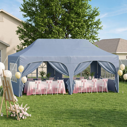 Pop Up Canopy Tent with 6 Removable Sidewalls for Patio-Black