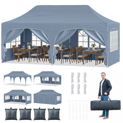 Pop Up Canopy Tent with 6 Removable Sidewalls for Patio-Black