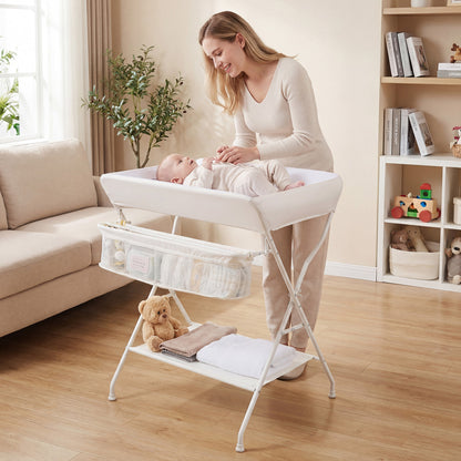 Portable beige baby change table with foldable design, nursery organizer for newborns, from Direct by Wilsons Home Store.