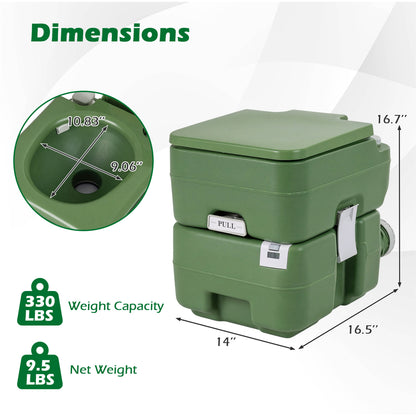 Gray portable camping toilet with level indicator and 22L detachable waste tank, designed for outdoor camping convenience
