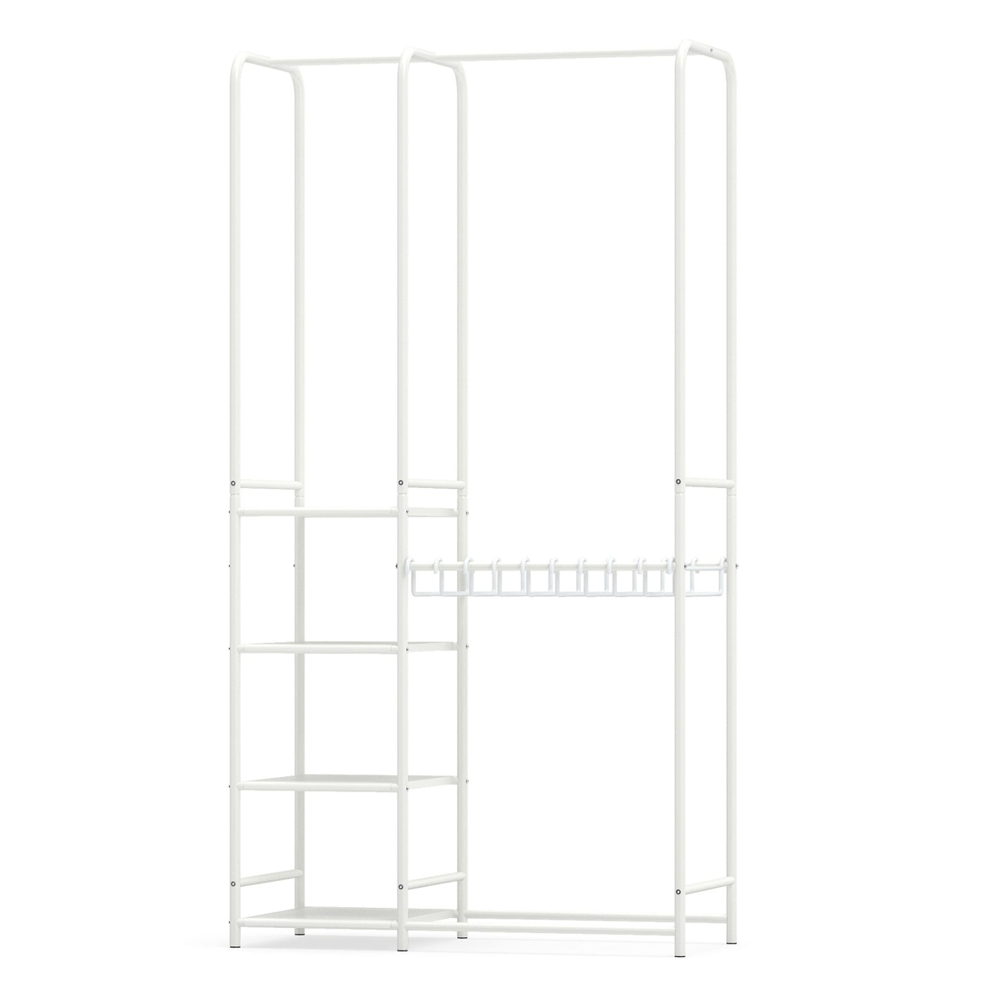 Portable Closet with Pants Hangers and 2 Hanging Rods and 4 Storage Shelves-Black