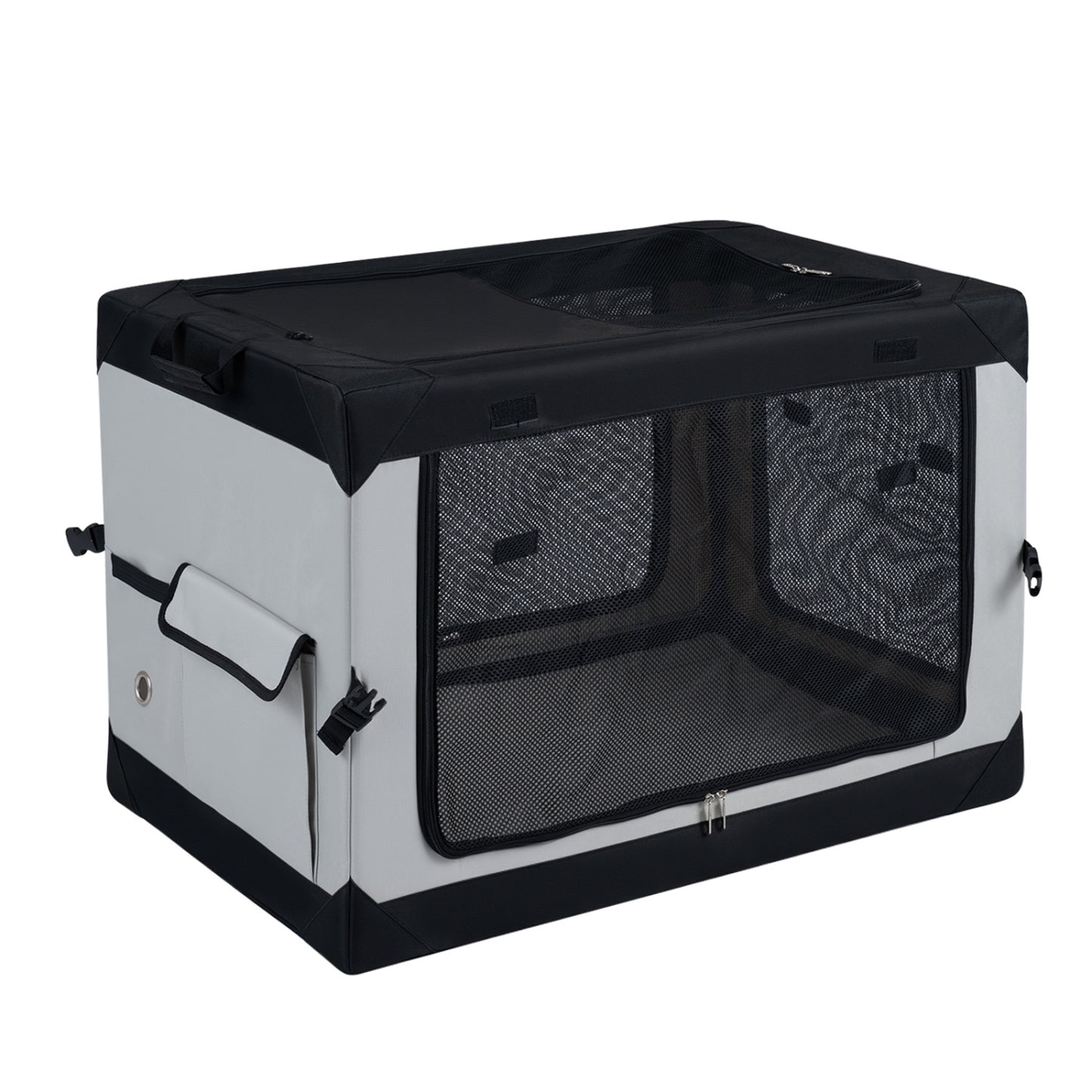 Portable Collapsible Soft Dog Crate for Dogs with 4 Mesh Doors Removable Mat and Storage Pocket-L