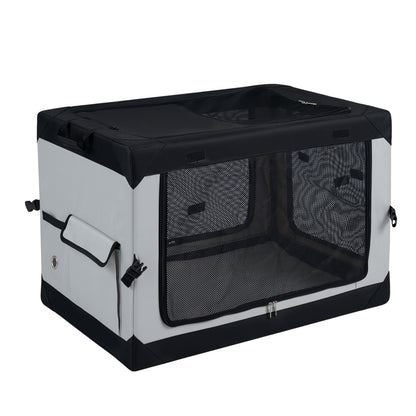 Portable Collapsible Soft Dog Crate for Dogs with 4 Mesh Doors Removable Mat and Storage Pocket-L