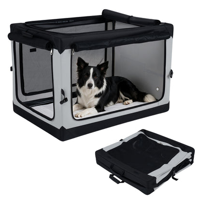 Portable Collapsible Soft Dog Crate for Dogs with 4 Mesh Doors Removable Mat and Storage Pocket-L