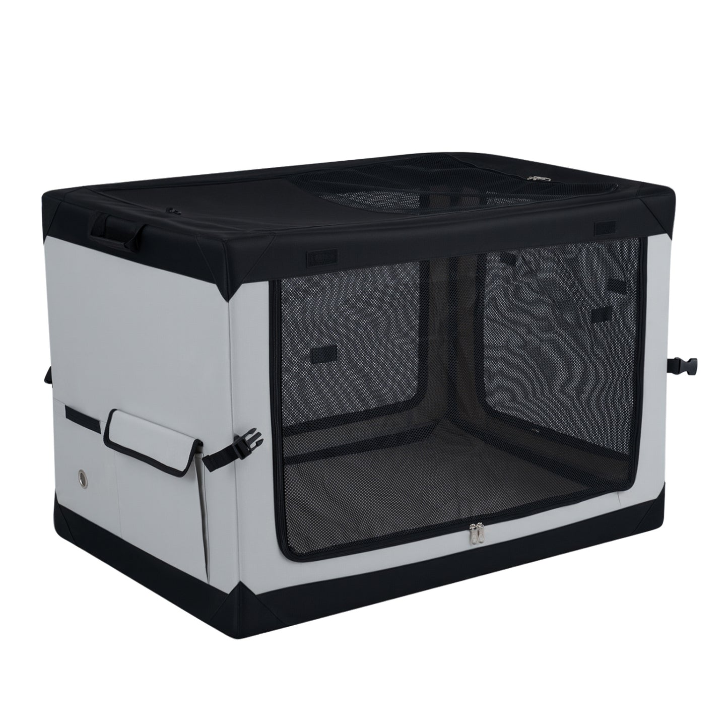 Portable Collapsible Soft Dog Crate for Dogs with 4 Mesh Doors Removable Mat and Storage Pocket-L