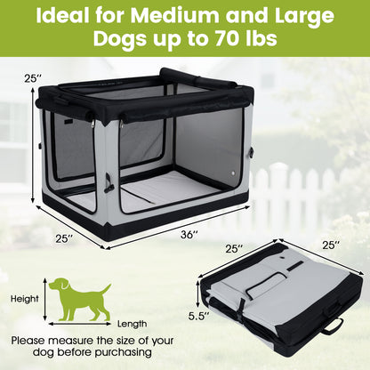 Portable Collapsible Soft Dog Crate for Dogs with 4 Mesh Doors Removable Mat and Storage Pocket-L