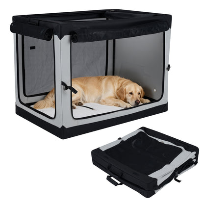 Portable Collapsible Soft Dog Crate for Dogs with 4 Mesh Doors Removable Mat and Storage Pocket-L