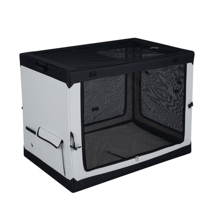 Portable Collapsible Soft Dog Crate for Dogs with 4 Mesh Doors Removable Mat and Storage Pocket-L