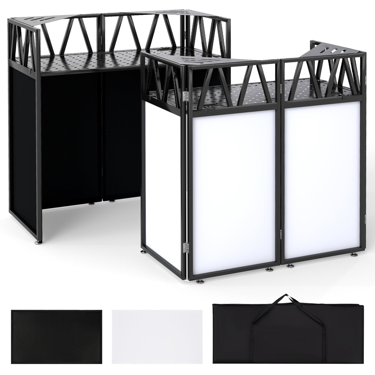 Portable DJ Booth with Black Scrims and Carrying Bag-Black