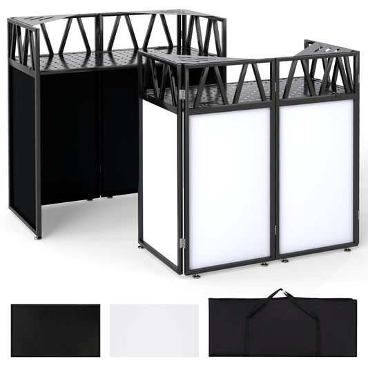 Portable DJ booth with black scrims and carrying bag, ideal for event setup, by Wilsons Home Store in the Toys & Hobbies art easels category.
