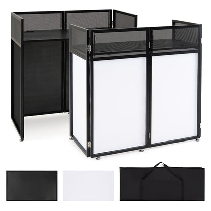 Portable DJ Booth with Adjustable Feet and Detachable Tabletop-Black