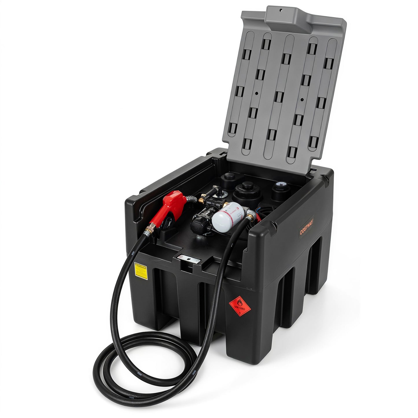Portable Diesel Tank 200 L with 50 L/Min Flow Rate for Transportation-Black