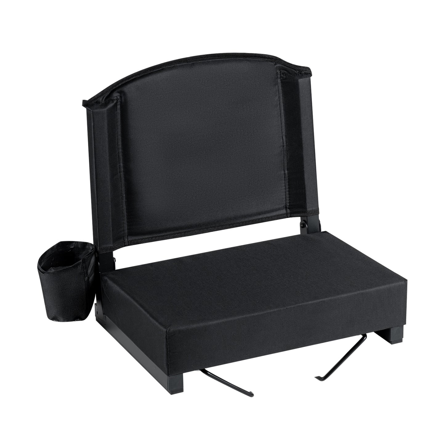 Portable Folding Bleacher Chair with Thick Padded Cushion  Removable Shoulder Strap-Black