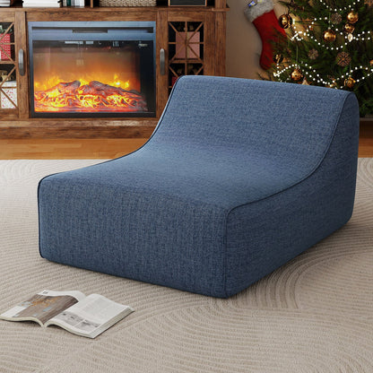 Portable L-Shaped Inflatable Lazy Sofa with Detachable Cover-Blue