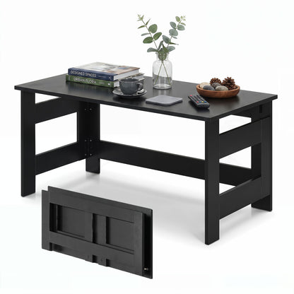 Black portable low floor coffee table with foldable legs, ideal for living room, by Wilsons Home Store.