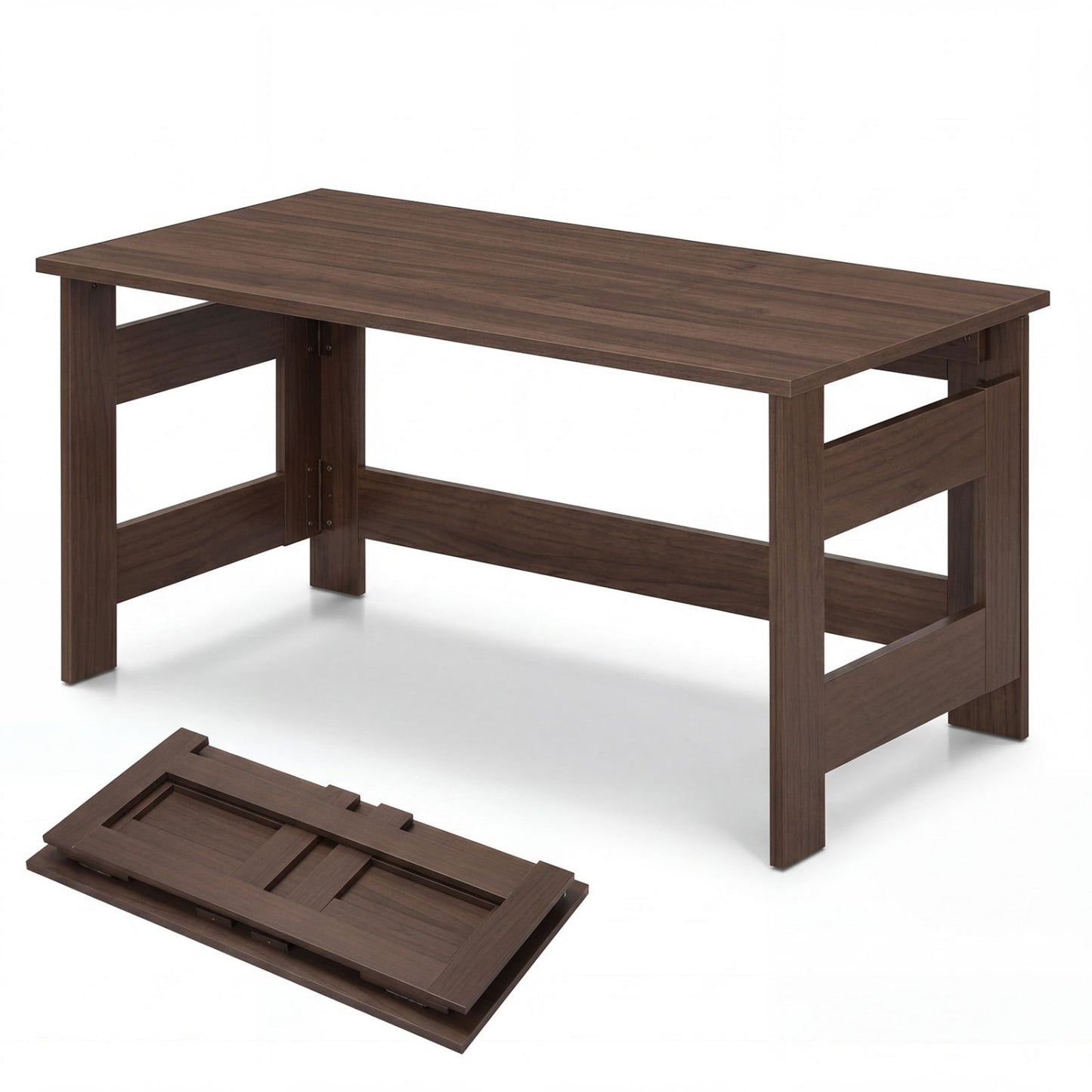 Black portable low floor coffee table with foldable legs, ideal for living rooms, by Wilsons Home Store.