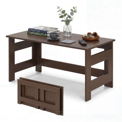 Black portable low floor coffee table with foldable legs, ideal for living room use, by Wilsons Home Store.