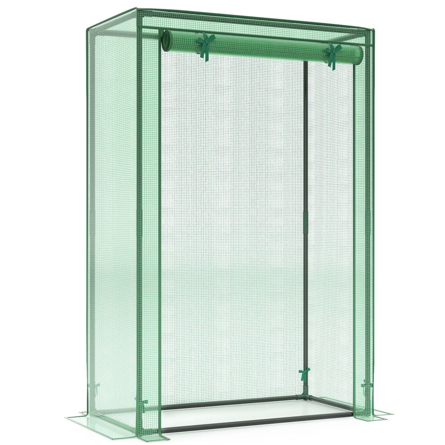 Portable Mini Greenhouse with Roll-Up Zippered Door-Green