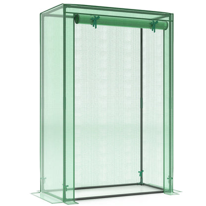 Portable Mini Greenhouse with Roll-Up Zippered Door-Green