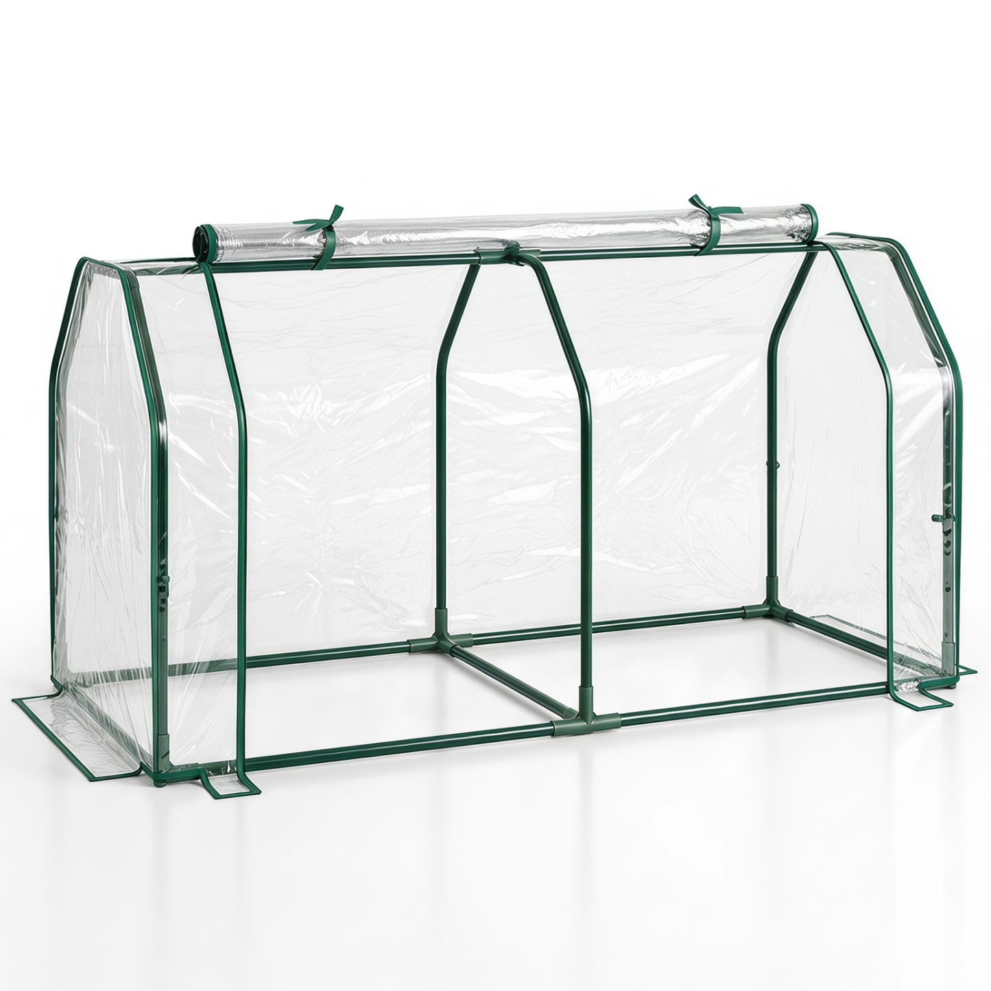 Portable Mini Greenhouse  Small Garden Greenhouse with PE Cover and Zippered Roll-up Door for Vegetables-Green