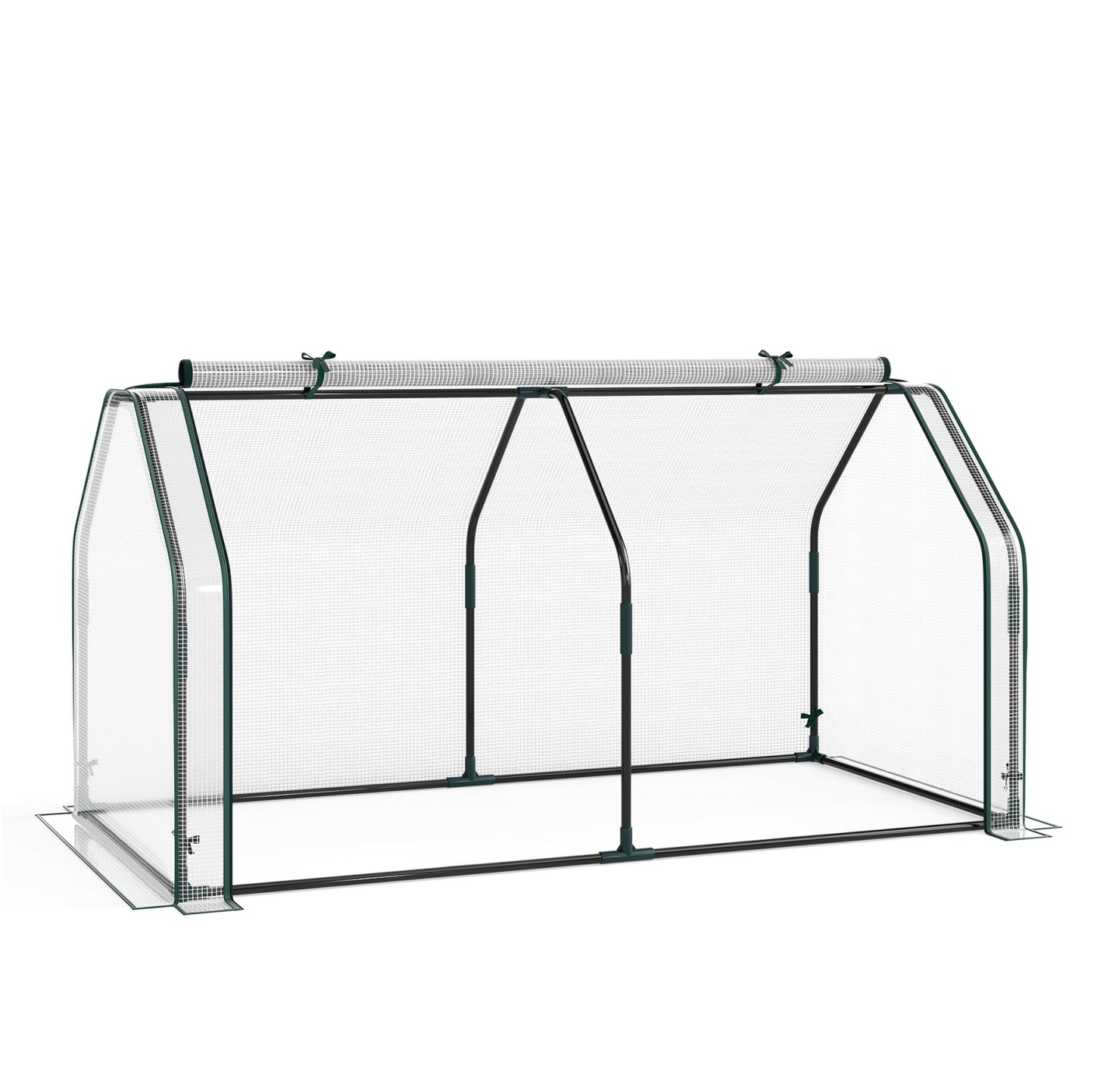 Portable Mini Greenhouse  Small Garden Greenhouse with PE Cover and Zippered Roll-up Door for Vegetables-Green