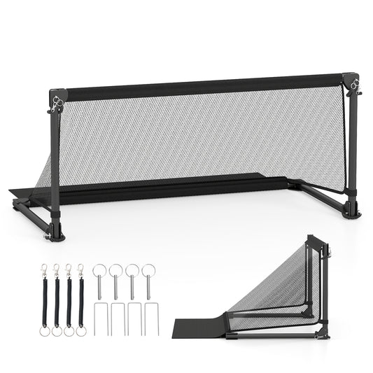 Portable Wilsons Home Store toddler soccer net with metal frame, lightweight pop-up design for easy outdoor sports play.
